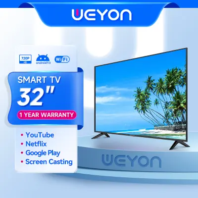 WEYON Smart TV ทีวี 32 นิ้ว โทรทัศน์ สมาร์ททีวี LED Wifi FULL HD Android TV ราคาถูกทีวี จอแบนสามารถรับชม YouTube/Internet ได้โดยตรง สามารถเชื่อมต่อกับอินเทอร์เน็ต