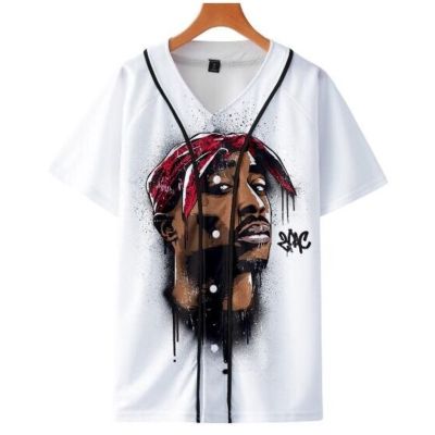 Men 3D Print Tupac 2pac T-shirt Short Sleeve O-Neck Baseball Shirt Hip Hop Swag Harajuku Streetwear Design Baseball Jersey