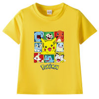 เสื้อยืดเด็กผู้ชายเสื้อยืดเสื้อผ้าเด็กทารกพิมพ์ลายโปเกมอนการ์ตูน Pikachu เสื้อยืดเด็กผ้าฝ้าย