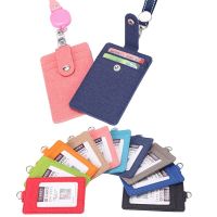 ✈❃ [Work Id Card Holder PU Card Holder Badge Retractable Buckle Lanyard Access Control Bus Card Holder with Lanyard