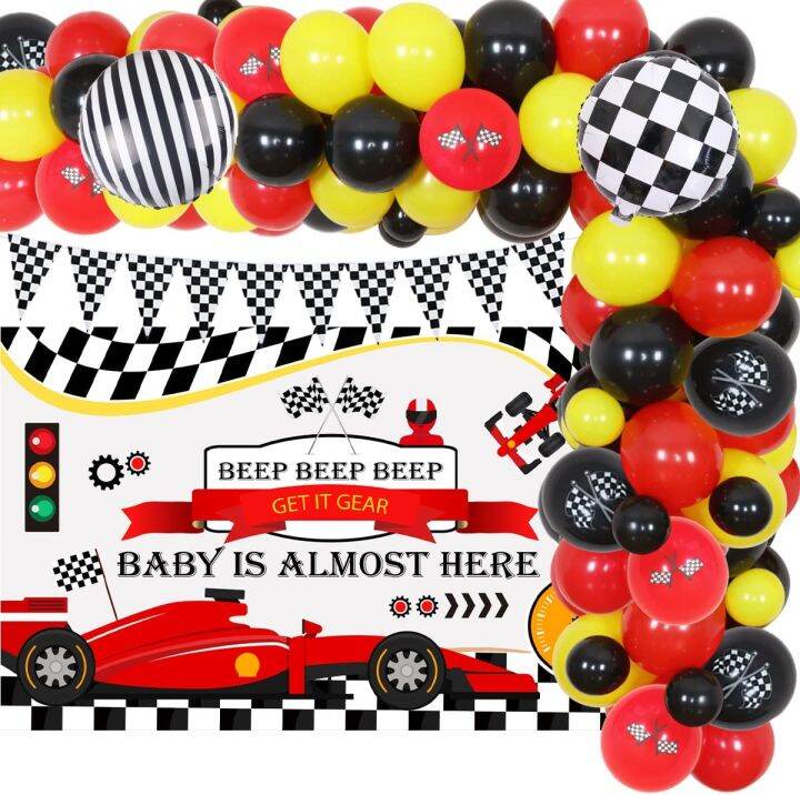 Sursursurprise Race Car Baby Shower Decorations Race Car Baby Shower