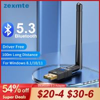 Zexmte 100M Bluetooth 5.3 Adapter USB Bluetooth 5.1 5.0 Dongle Transmitter Receiver for Windows 11/10/8 Wireless Mouse Adaptador