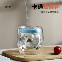 Creative bear animal heat-resistant double-layer glass cat scratching cute student cup transparent claw household water girl cup glass