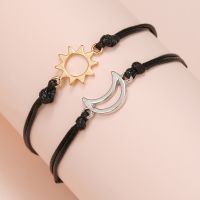 New Arrival 2pcs/set Fashion Adjustable Braided Black Moon Cord Bracelets Women Tiny Sun Charm Couples Friendship Bracelet