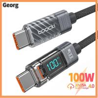 GEORG PC + สายถัก สายเคเบิลข้อมูลมือถือ จอแสดงผลแบบดิจิตอล PD100W/60วัตต์ค่ะ Pd ชาร์จเร็ว แบบพกพาได้ การส่งข้อมูล480Mbps สายชาร์จเร็ว โทรศัพท์มือถือสำหรับมือถือ