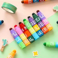 6-Color Water-color Pen Stitching Solid Highlighter Mark Pen Retro Color Key Line Note Pen Fluorescent Color Graffiti Pen
