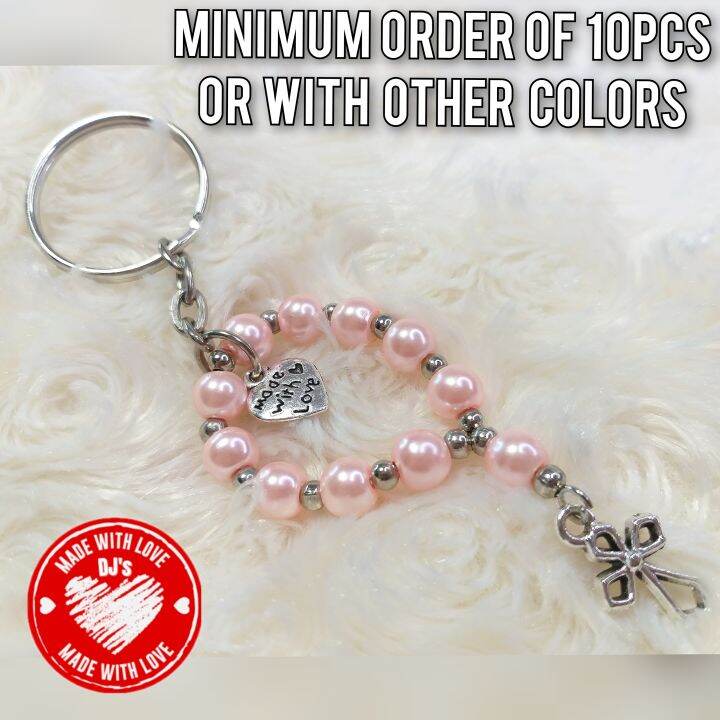 Keychain Mini Rosary Souvenir 3 Light Pink For Souvenir, Birthdays