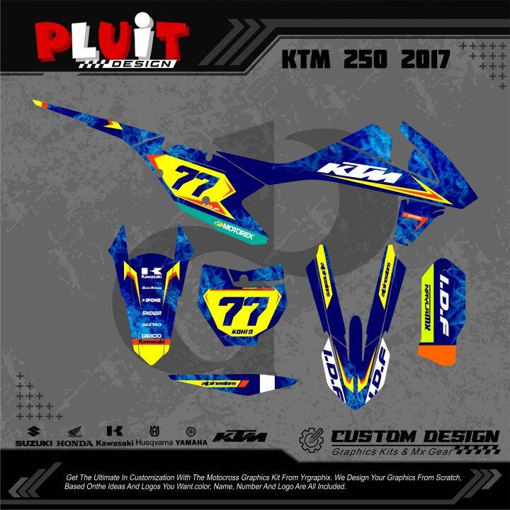 DECAL KTM 250 2017 DESAIN BARU CUSTOM BEBAS WARNA BISA PAKAI NO DAN