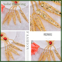 Aolie การเต้นรำพื้นบ้านของผู้หญิงเครื่องประดับนิ้วนิ้วนิ้วทองเล็บยาวสำหรับการเต้นรำ