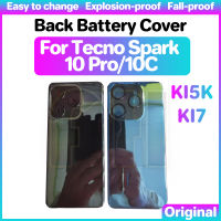 เคสกระจกฝาหลังปิดโทรศัพท์ด้านหลังสำหรับ Infinix TECNO Spark 10 Pro 10C KI5K KI7ด้านหลังประตูกระจกกระจกเลนส์กล้องถ่ายรูปฝาหลัง