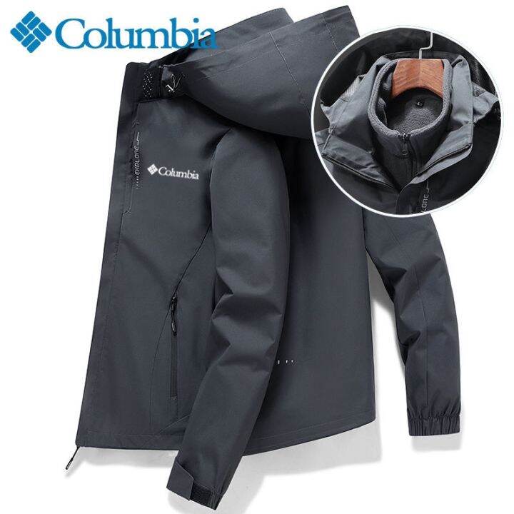 columbia-แจ็กเก็ตกีฬาและพักผ่อนสามในหนึ่งเสื้อแจ็คเก็ตสำหรับกิจกรรมกลางแจ้งของผู้ชายชุดว่ายปีนเขาฤดูหนาวที่กันลมและอบอุ่น