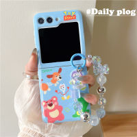 เคส Galaxy Z ฝาพับ5 Samsung Z แบบฝาพับ4 Z ฝาพับ3สายไข่มุกเคสโทรศัพท์หนังแบบฝาพับแวววาว Z พลิก5พร้อมห่วงโซ่ลูกปัดเคสป้องกันการกระแทกสำหรับ Samsung Galaxy Z Flip 5 2023