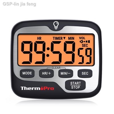 โอซี☫Lin Jia Feng ThermoPro นาฬิกาจับเวลาทำอาหาร TM01พร้อมฟังก์ชั่นนับถอยหลังและหน้าจอแบล็คไลท์ขนาดใหญ่
