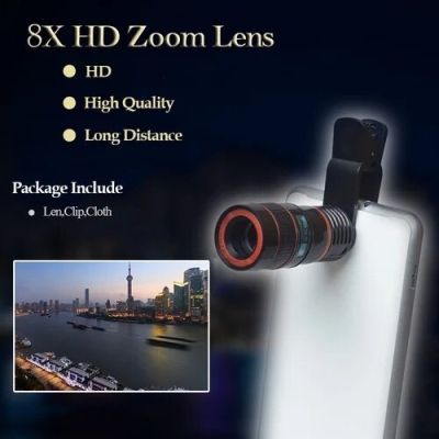 Universal 12X Mobile Phone Telescope HD External Telephoto Lens Replacement Tele Lens Optical Zoom Cell Phone Camera Lens KitTH
