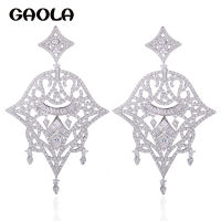 GAOLA 2017 nd Jewelry Clear Cubic Zirconia Big Plant Dangle Earrings For Women Bijoux GLE6562