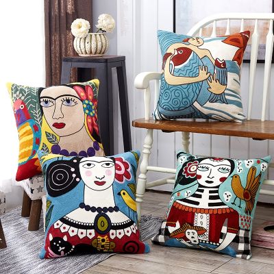 hot！【DT】✔☋  Wholesale Cotton Embroidery  Cover Cushion PillowCase Sham 45cm