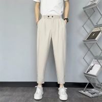 Summer Korea Casual Suit Pants Ninth Pants Fashion Harlan Pants Men nd Clothing Vintage Wild Loose Male Trousers Spring 2023