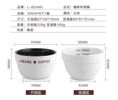 ถ้วยคัปปิ้งกาแฟ ถ้วยเซรามิควัดกาแฟ ถ้วยชิมกาแฟ L-Bean 150-200ml แพ็ค 6 ใบ เหมาะสำหรับผู้เริ่มต้นชิมกาแฟไปจนถึงมืออาชีพ