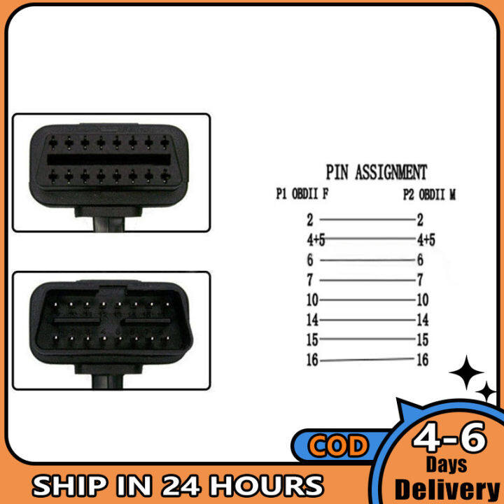 am-obd2สายพ่วง-obd2เคเบิลเครื่องวินิจฉัยขนาด60ซม-16pin-ขั้วต่อ-obd-ii-8แกน