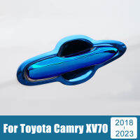 อุปกรณ์เสริมรถยนต์สำหรับ Toyota Camry XV70 2018-2021 2022 2023ประตูสแตนเลสที่จับตัดเล็มสติ๊กเกอร์แถบชามฝาครอบประตู