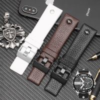 ☃❅ Leather Strap for Diesel DZ7257 1657 4323 7314 7313 7371 DZ4343 DZ7406 straps22 24 26 27 28 30mm black brown white Mens watch