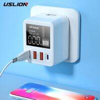 USLION 30W 4พอร์ตชาร์จเร็ว3.0 USB ที่ชาร์จจออะแดปเตอร์โทรศัพท์มือถืออเนกประสงค์ Type C ชาร์จเร็วสำหรับ iPhone Xiaomi