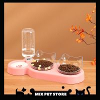 ?MIX PET STORE? ชามให้อาหารแมว ชามให้อาหารสุนัข ชามให้อาอาหารสำหรับสัตว์เลี้ยง พร้อมที่ให้น้ำอัตโนมัติ ถ้วยข้าวหมาแมว ถ้วยอาหารสัตว์