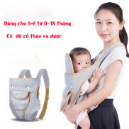 Địu em bé sơ sinh 4 tư thế có đỡ cổ Đai điệu đa năng cho bé mặt lưới