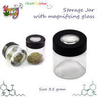 กระปุกโหลใส พร้อม แว่นขยาย Storage Jar with magnifying glass สำหรับส่งไตรโคม มี 2 ขนาด 3 oz และ 3.5 กรัม หรือ 4 oz