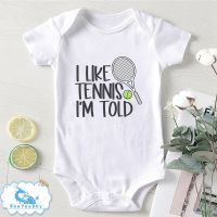 I Like Tennis Im Told Funny Tennis Bodysuit Newborn Outfit Tennis Fan Sports newborn clothes Baby boys girls Onesie Clothes