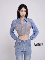 Natlux เสื้อกันหนาว ผญ เสื้อแขนยาว เสื้อกันหนาว น่ารัก ทันสมัย วินเทจ แฟชั่น WXF23A0AHT 42Z231021