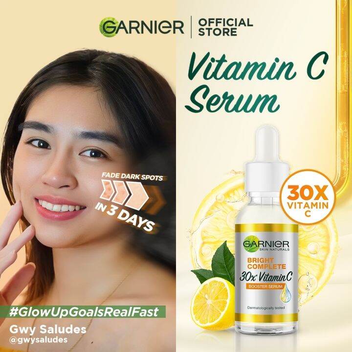 Garnier Bright Complete Vitamin C Serum For Face Pimple Marks Dark Spot ...