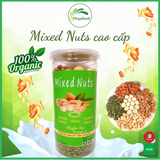 Hạt dinh dưỡng mix giảm cân 5 loại hạt orgafood các loại hạt mix nuts ngũ - ảnh sản phẩm 1