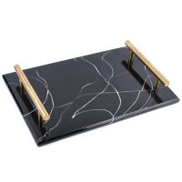 Nordic Anti-Marble Tray Storage Plate Storage Plate Cake Dessert Plate Sushi Plate Jewelry Display Plate Decoration Bathroom Storage Hotel Storage Tray Black