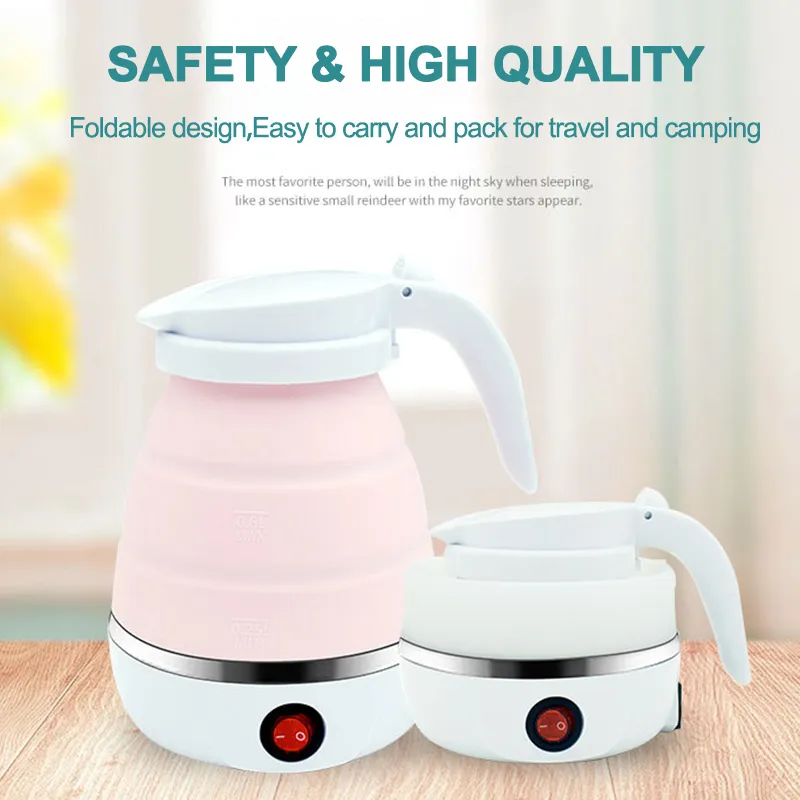 Electric kettle foldable silicone portable water kettle 600ml mini small  electric kettles travel water boiler camping kettle ce