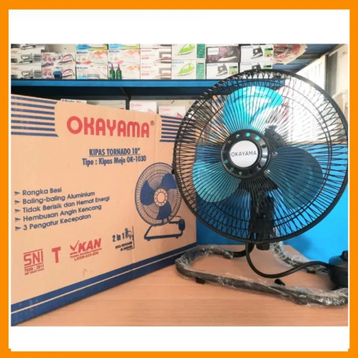 Kipas Angin Meja Dan Dinding 2 In 1 Okayama 10 Inch Tornado Ok 1030 High Velocity Fan Lazada 8168