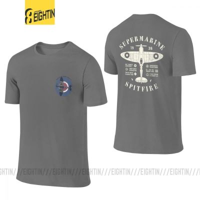Vintage Fighter Jet Supermarine Spitfire Men T Shirt Front Back Two Sides Aircraft Aircraft Tee Short Sleeve Tshirt