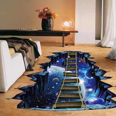 3D Large Cosmic Space New Wall Sticker Galaxy Star Bridge Home Decoration for Kids Room Floor Living Room Wall Decals Home Decor