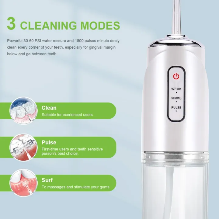 ๑-saengq-portable-oral-irrigator-rechargeable-water-flosser-dental-water-jet-water-tank-tooth-cleaner-intelligent-punch-usb-220ml