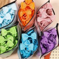 【CW】 5/10/20Pcs Color Hair Bows Elastic Scrunchies Band Kids Baby Rope Ponytail Holder Accessories Set