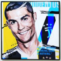 คริสเตียโน่โรนัลโดยูเวนตุสโปสเตอร์ CR7ภาพวาดคำคมสติกเกอร์ติดผนังกรอบศิลปะป๊อปฟุตบอล