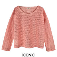 iCONiC ROSE PINK Adamantine Top #4873 เสื้อแขนยาว ไหมพรม สีชมพูเข้ม เสื้อสั้น เสื้อคลุม เสื้อไหมพรม เสื้อผ้าแฟชั่น เสื้อหนาวผู้หญิง