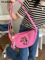 cartoon Mickey bag female summer new corduroy large capacity shoulder Messenger all-match dumpling