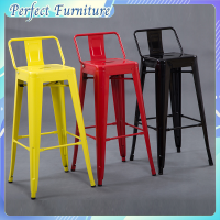 ?Perfect Furniture? เก้าอี้บาร์ เก้าอี้คาเฟ่ เก้าอี้บาร์เหล็ก เก้่าอี้สตูล ทรงสูงพร้อมที่พิง เก้าอี้บาร์บาร์วางซ้อนได้ (?พร้อมส่ง?)