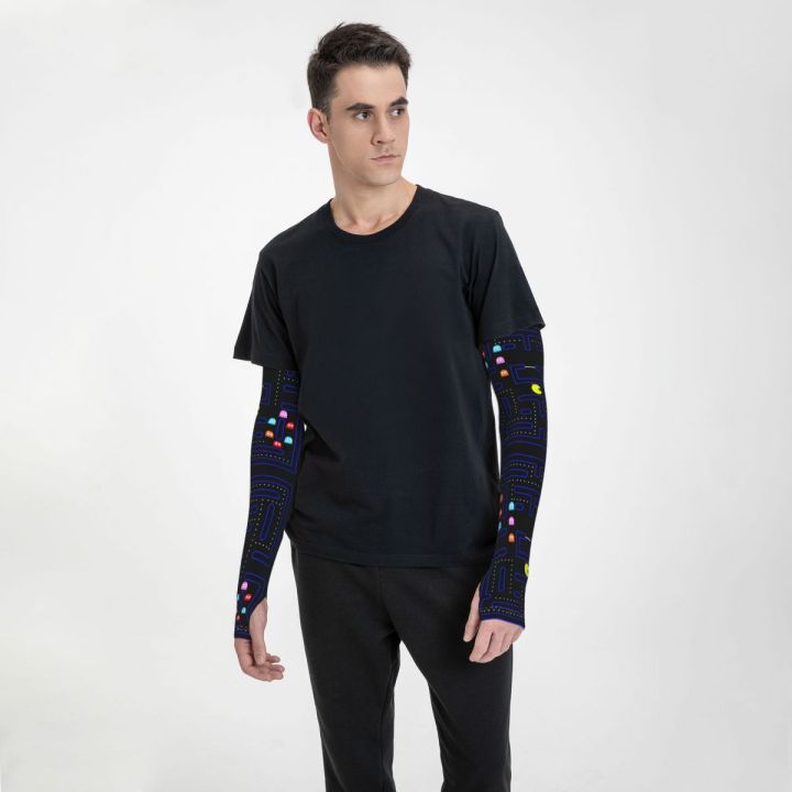 geeks-arcade-doodle-game-pacman-console-arm-sleeves-warmer-men-women-uv-sun-protection-tattoo-cover-up-sports-cycling-sleeves