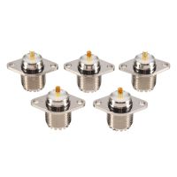 5 PCS UHF SO239 Female 2 Hole Female Jack with Rhombic Flange Soldering Panel RF Connector Socket Female Connector