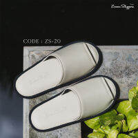 [ZS-20] Zircon Slippers - White Leather Slippers (สลิปเปอร์ หนังเทียม PU สีขาว) พร้อมส่ง รองเท้าในบ้าน รองเท้าในห้องนอน รองเท้าโรงแรม รองเท้าสปา รองเท้าคลินิค