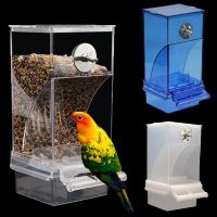 Acrylic No Mess Bird Feeders Automatic Parrot Feeder Drinker Food Container For Perch Budgerigar Parakeets Bird Cage Accessories Cups  Mugs Saucers