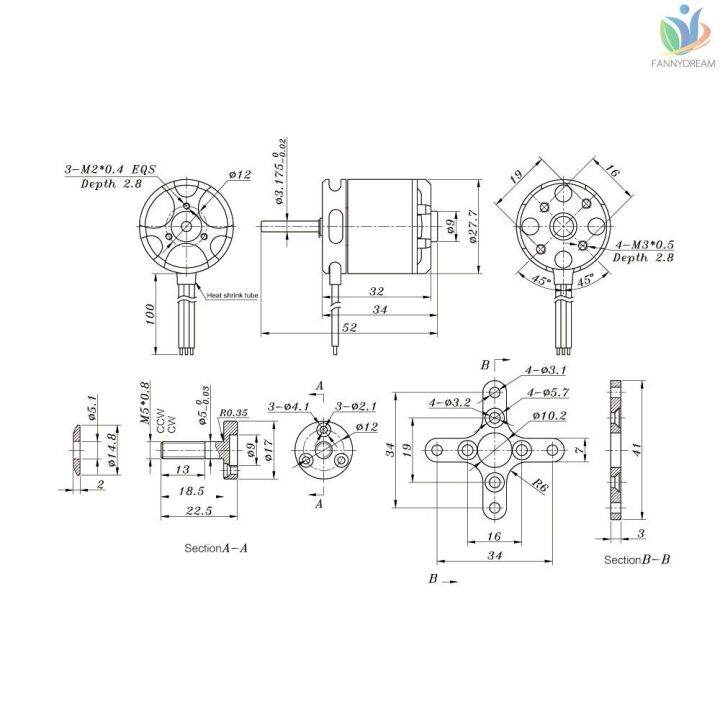 sunnysky-x-2216-kv-1400-ii-2-4-s-มอเตอร์-brushless-rc-เครื่องบินคงที่