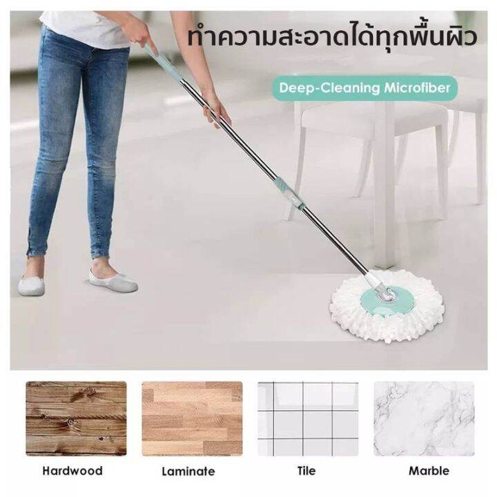 ถังปั่นไม้ถูพื้น-spin-mop-หัวสแตนเลส-ถังปั่นสแตนเลส-ไม้ม๊อบถูพื้น-ไม้ถูพื้น-ถังปั่นไม้ม๊อบ-ไม้ม๊อบ-พร้อมผ้า